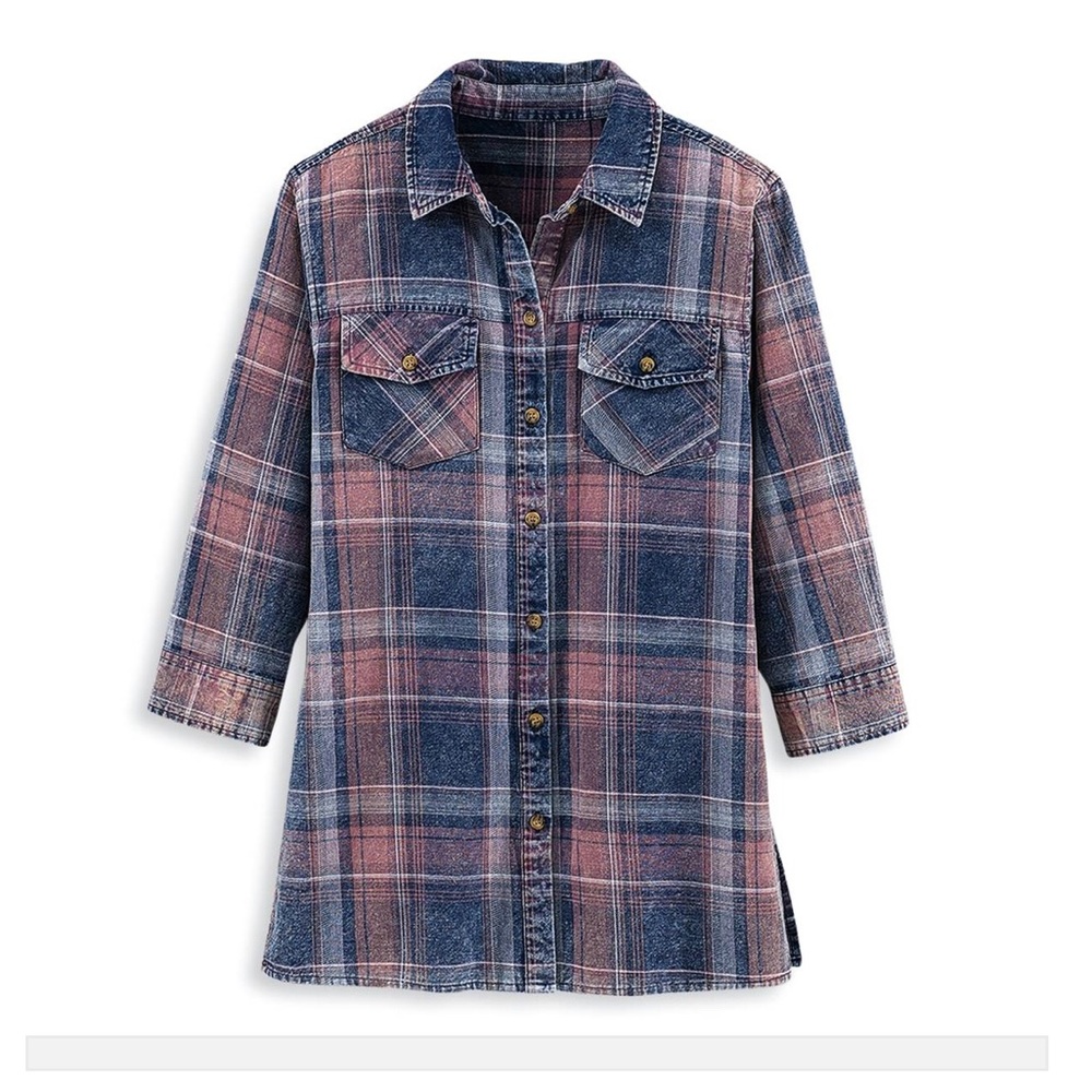 Cute plaid shirt—blue, pink white